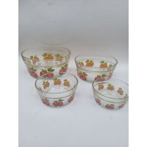 4 Vintage Glass Graduated Bowls Apple Design
